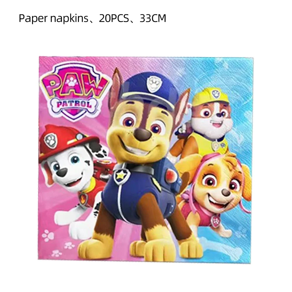New Paw Patrol Birthday Decoration Dogs Skye Disposable Tableware Cup Plate Tablecloth Baby Shower Kids Girl Boy Party Supplies