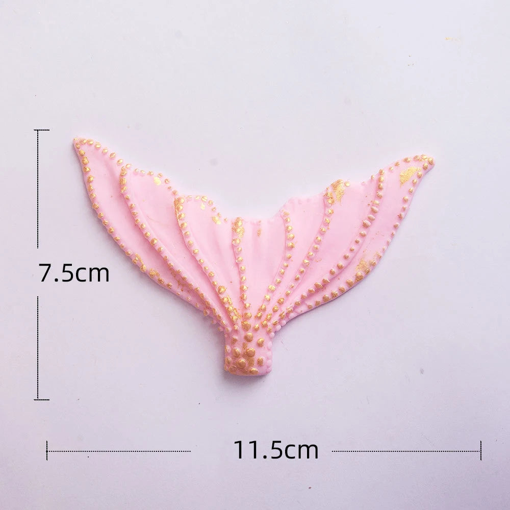 Mermail Cake Decoration Glitter Blue Pink Purple Soft Ceramic Mermail Tail Cake Toppers for Girls Birthday Baby Shower Party Dec