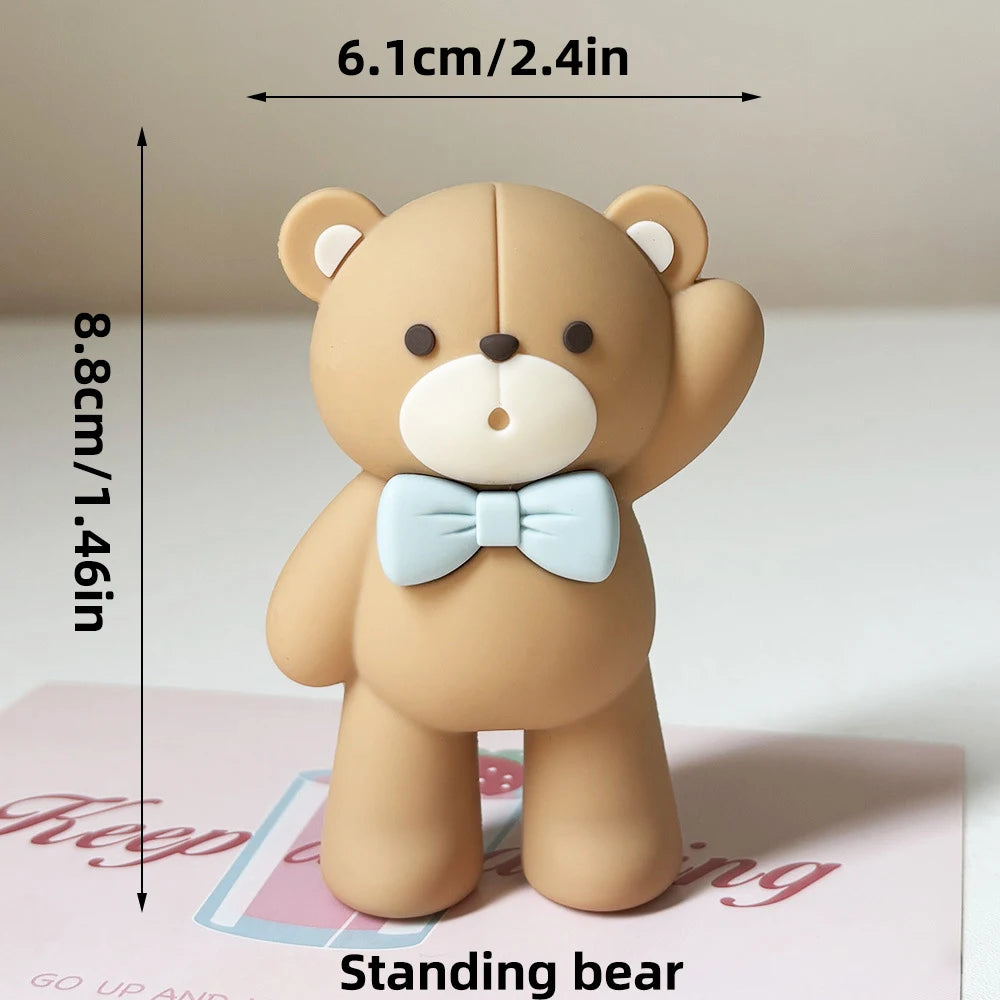 Bear Cake Toppers for Boy or Girl Baby Shower Children's Birthday Party Decoration Hot Air Balloon Cake Topper Pink Blue Green