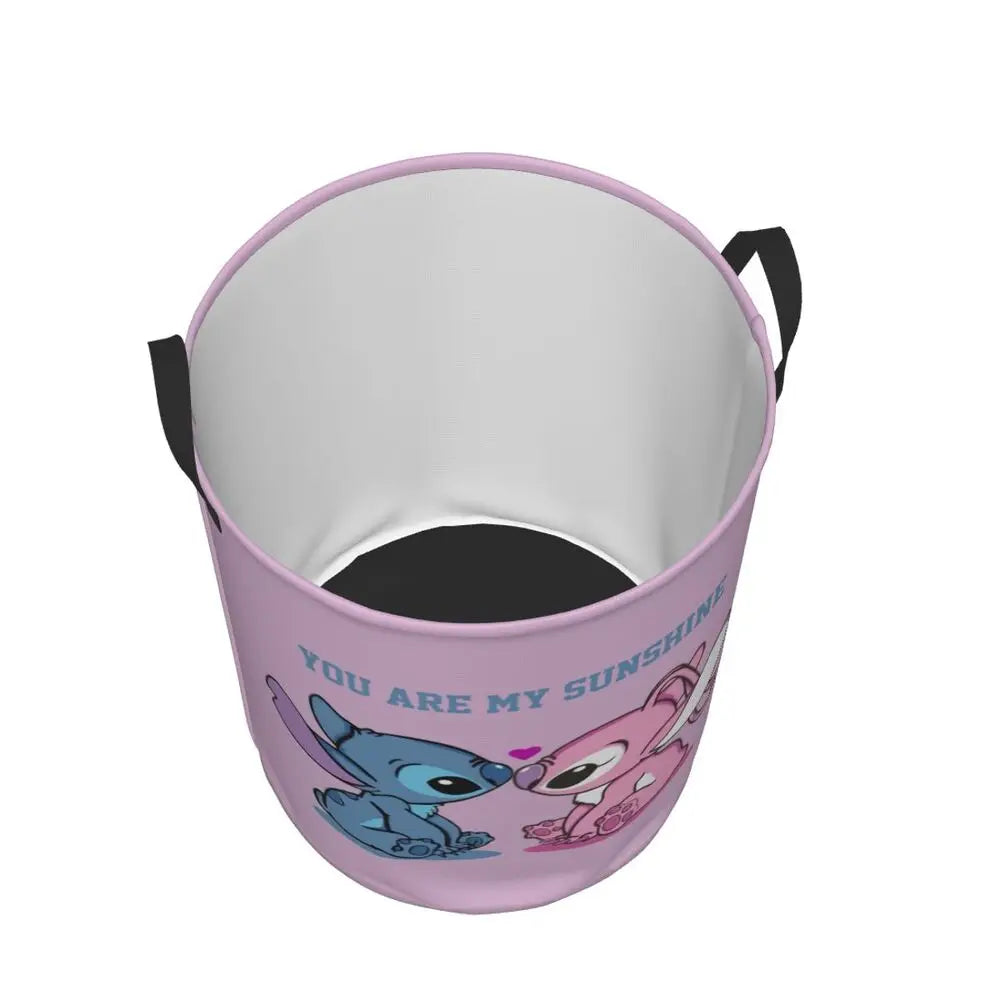 Custom I Love Stitch Laundry Basket Collapsible Toy Clothes Hamper Storage Bin for Kids Nursery