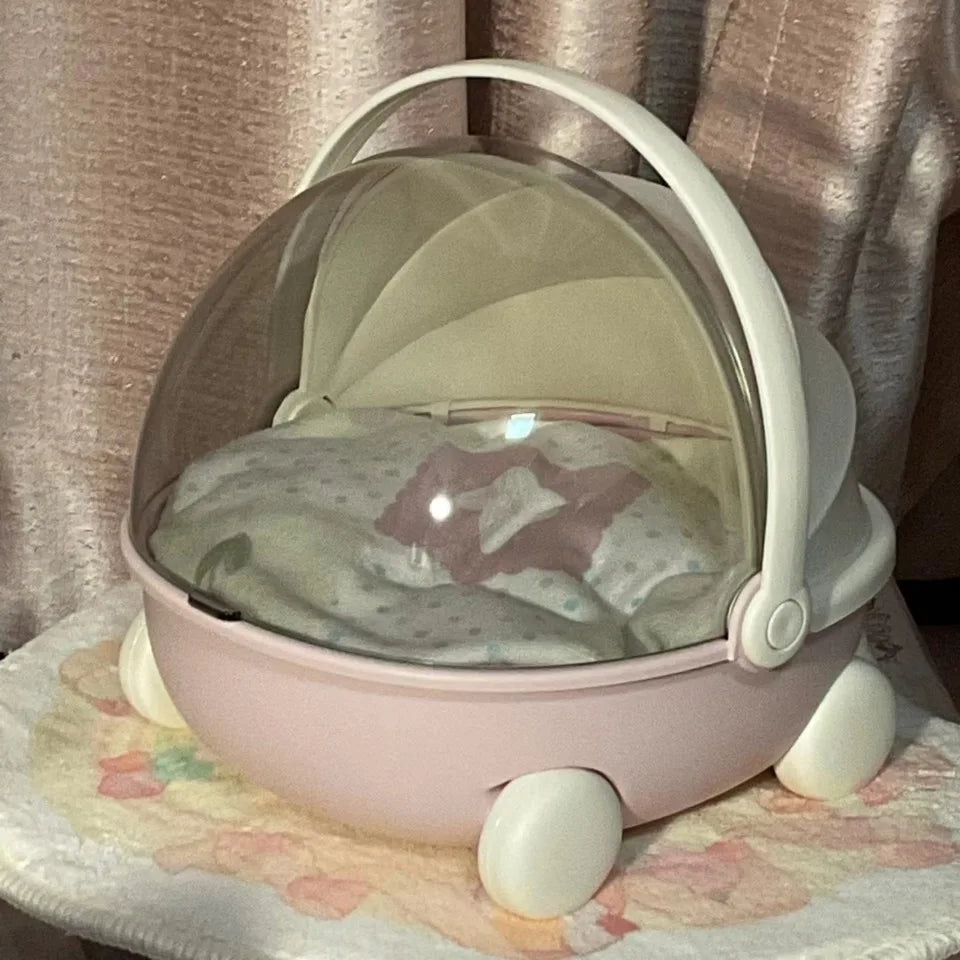 Labubu Baby Stroller Mokoko Storage Box Doll Decor Labubu Space Module Doll Sleep Cradle Cart Dolls Bed Furniture Accessories