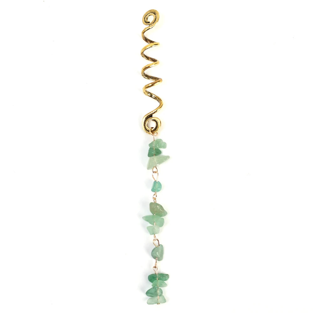 Spiral Charms Beads for Women Colored Crystal Stone Braids Barretts Hair Beads Jewelry Vintage Hairpin Dreadlock Accessories