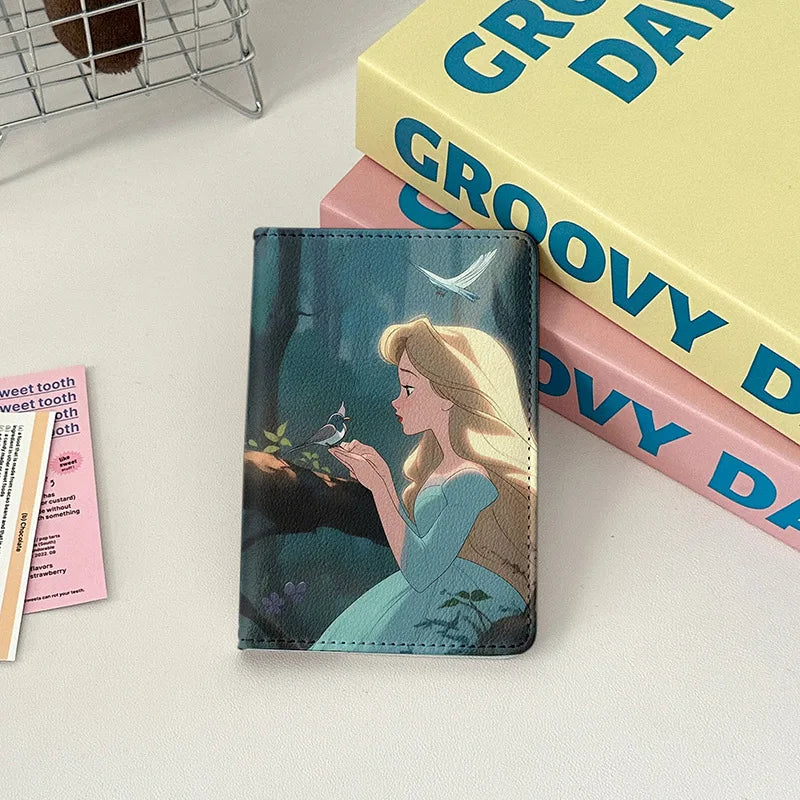 Beautiful Princess Passport Cover Passport Holder Ladies' Travel Essentials Portable Passport Wallet Girls Card Package