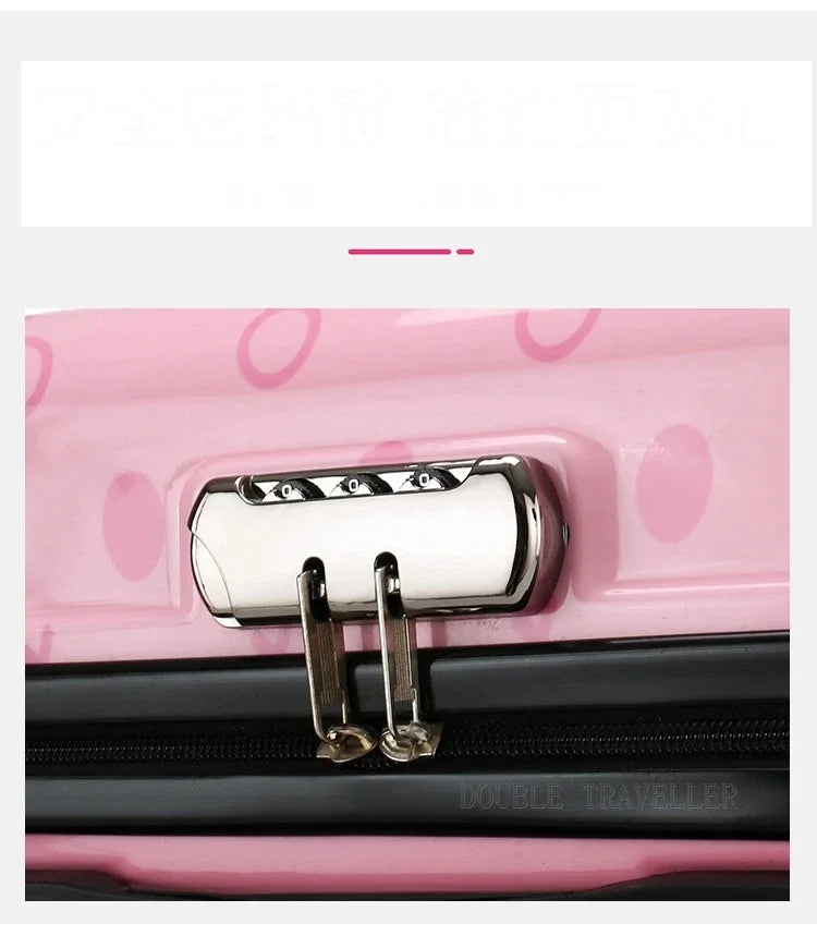 New cartoon kids travel suitcase on wheels,carry on cabin trolley luggage bag,girls rolling luggage case,children gift,suitcase