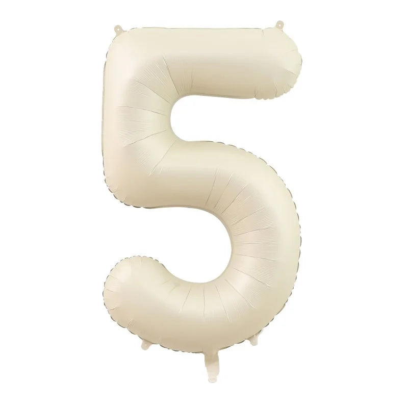 32/40Inch Cream Color Number Balloons 1-9 Large Digital Foil Helium Ball Girl Kids Adult Happy Birthday Party Decoration Wedding