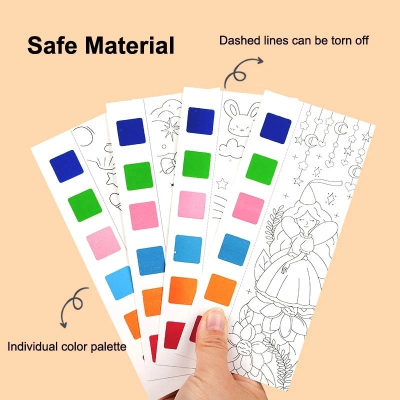 Portable Watercolor Painting Book 12 Sheets Coloring Book With Paint Brush Gouache Book Kids Graffiti Picture Drawing Toys
