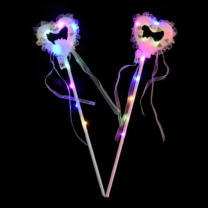 LED Colour Angel Feather Wings Girls Unicorn Halo Headband Fairy Stick Luminous Prop Cosplay Party Costume Glowing Accessories