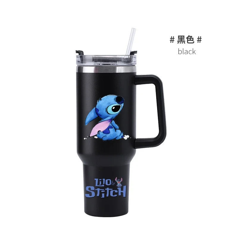 Thermal Coffee Lilo & Stitch Cups with Straw Stainless Steel Vacuum Insulated Tumbler 40oz Thermal Iced Travel Cup for Outdoor