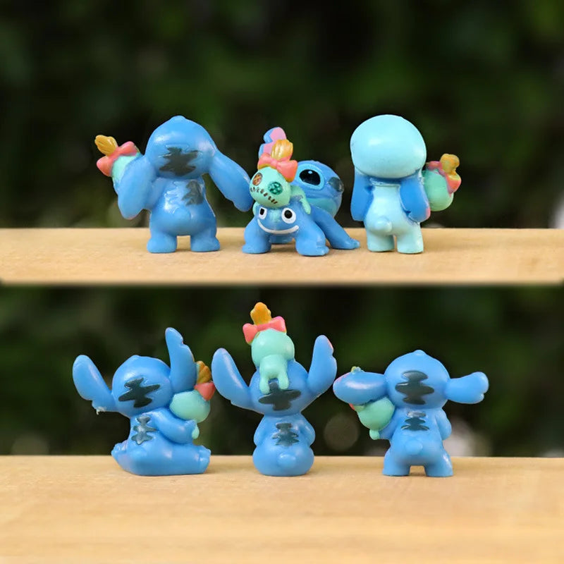 Miniso 6-Pack Lilo & Stitch Cartoon Cute Character Models Collection Anime Tabletop Decorations Birthday Cake Decorations Kids T