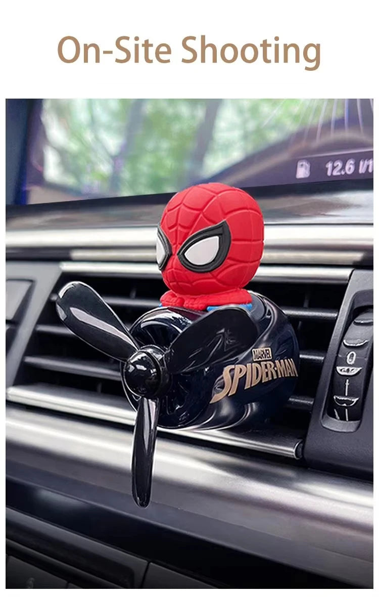 Anime Stitch Car Aromatherapy Accessory Kawaii Spider-Man Car Air Conditioning Port Decoration Rotating Propeller Toys Gifts