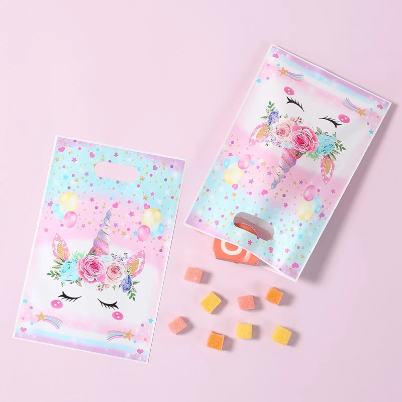 Rainbow Unicorn Handbag Candy Bag Happy 1st Birthday Party Decorations Kids Favors Gift Unicorn Box Baby Shower Girls Supplies