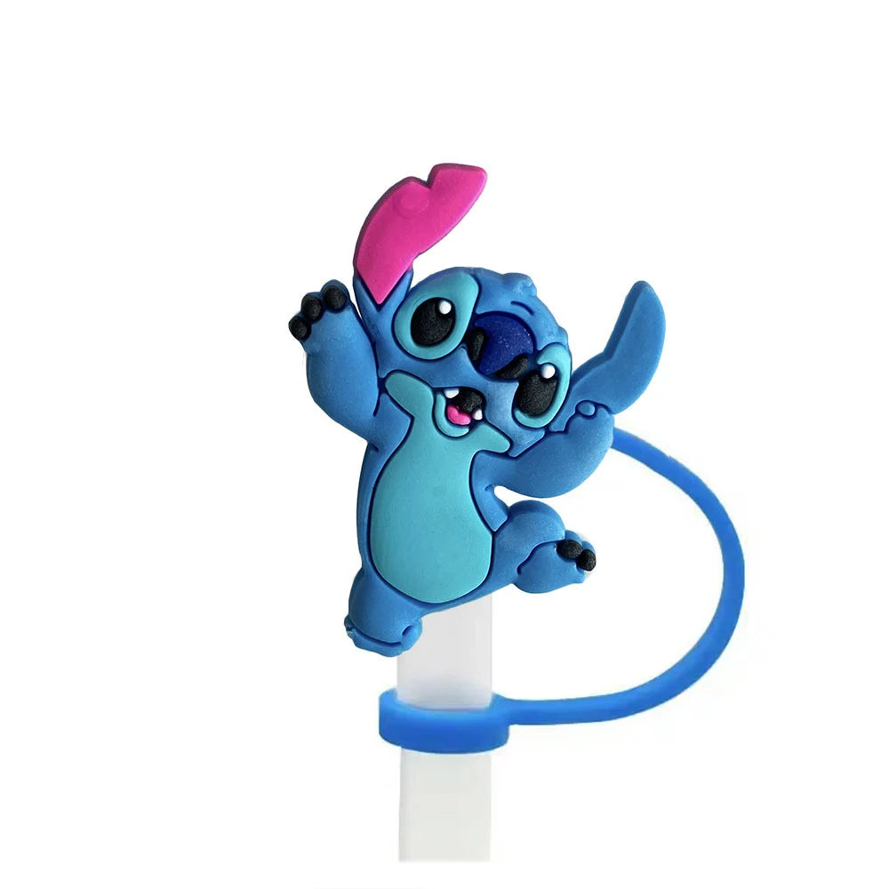 Cute Stitch Cartoon Silicone Straw Covers For Water Glass Bottle Drinking Dust Cap Straw Tips Cover Cup Accessories For 10mm