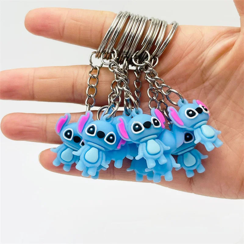 10Pcs/Lot Cartoon Cute Disnesy Stitch Mini Keychain Kawaii Doll Keyring Fashion Bag Cute Ornament Pandent for Girls Gifts Toys