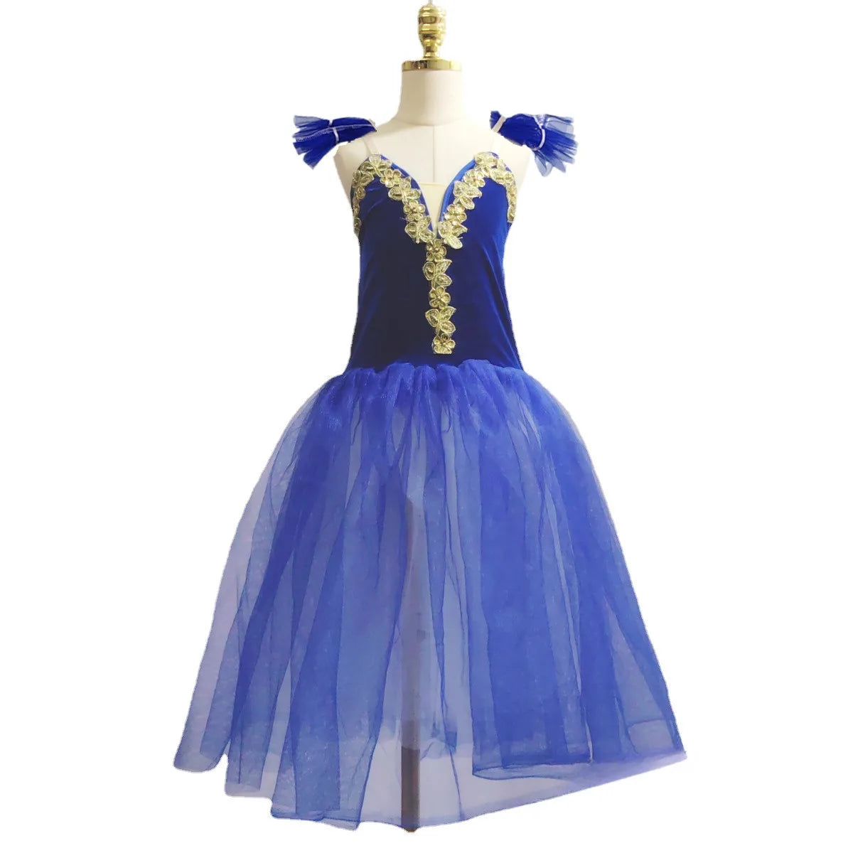 Blue Ballet Tutu Skirts Performance Costumes Princess Dance Practice Long Romantic Dress