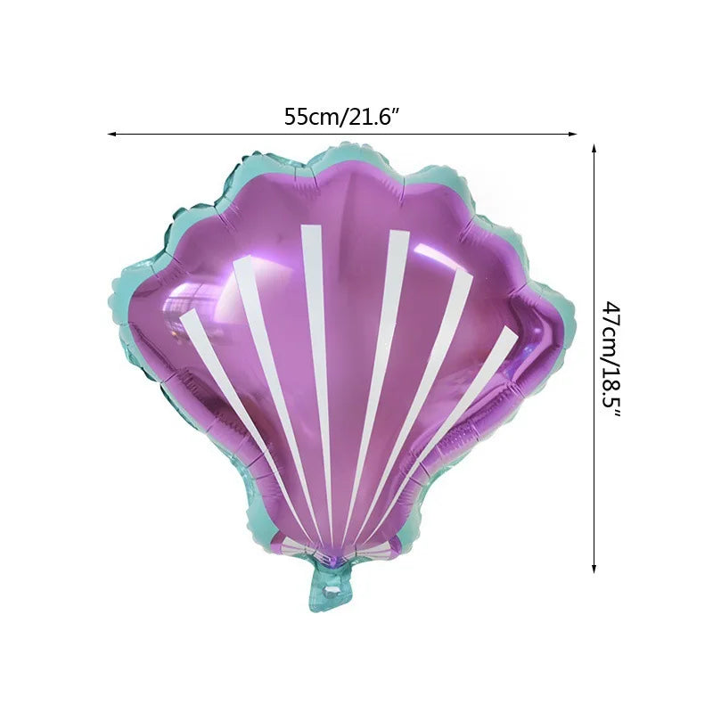 7 Pcs Little Mermaid Shell Balloons 32inch Number Foil Balloon Kids Birthday Party Decoration Supplies Baby Shower Decor Globos