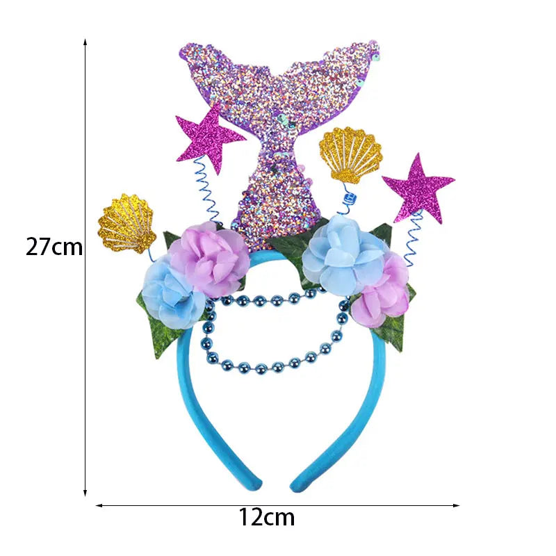 Little Mermaid Party Favors Memmaid Glasses/Tattoo Stickers/Headband/Clap Circle Toy Girls Birthday party gift Decor Baby Shower