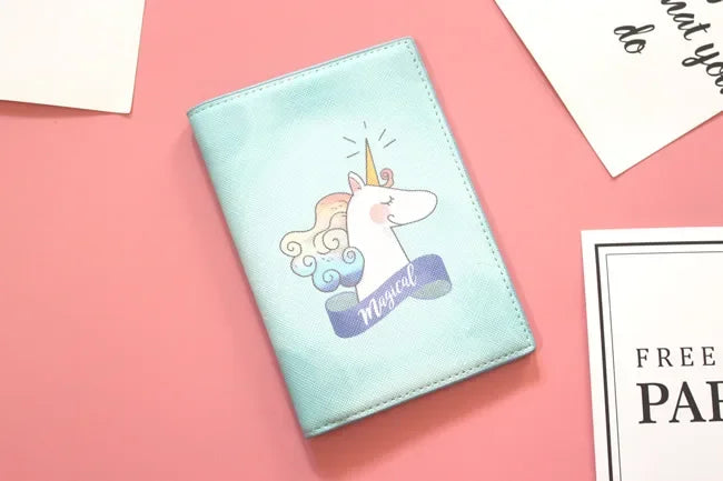 Lovely unicorn girl travel abroad passport bag protective cover waterproof  credit card holder minimalist wallet card wallet
