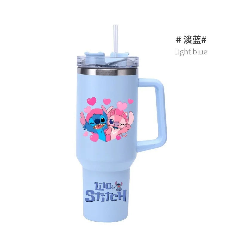 Thermal Coffee Lilo & Stitch Cups with Straw Stainless Steel Vacuum Insulated Tumbler 40oz Thermal Iced Travel Cup for Outdoor