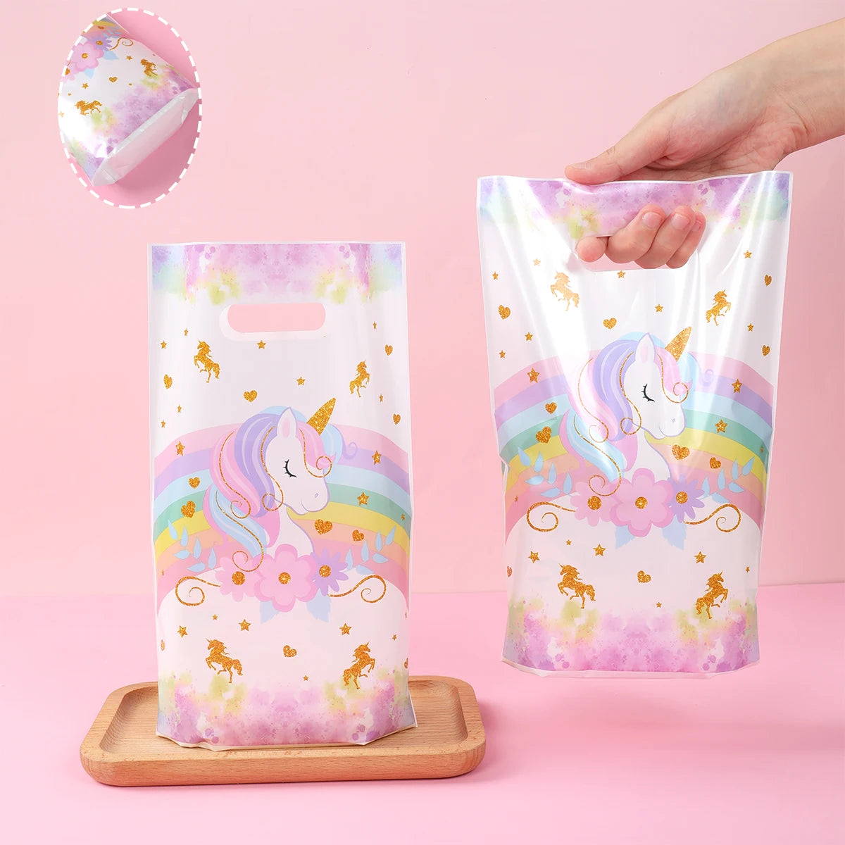 10/25/50pcs Handbag Candy Bags Unicorn Birthday Party Decor Kids Gift Packing Bag 1st Birthday Baby Shower Girl Party Supplies