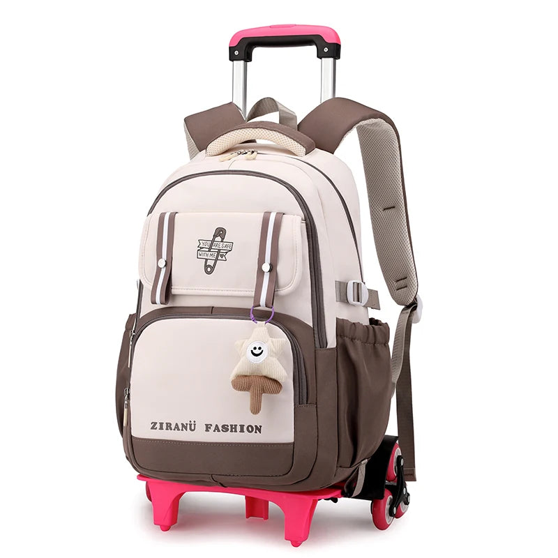 School Backpack with wheels Rolling Backpack for Girls Kids Student Wheeled Backpack Trolley School Bag Travel Trolley Luggage