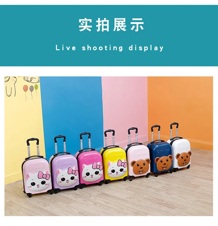 XQ kids travel suitcase 18-inch carry ons luggage trolley case for girls boys gift cabin rolling luggage spinner cute Cartoon