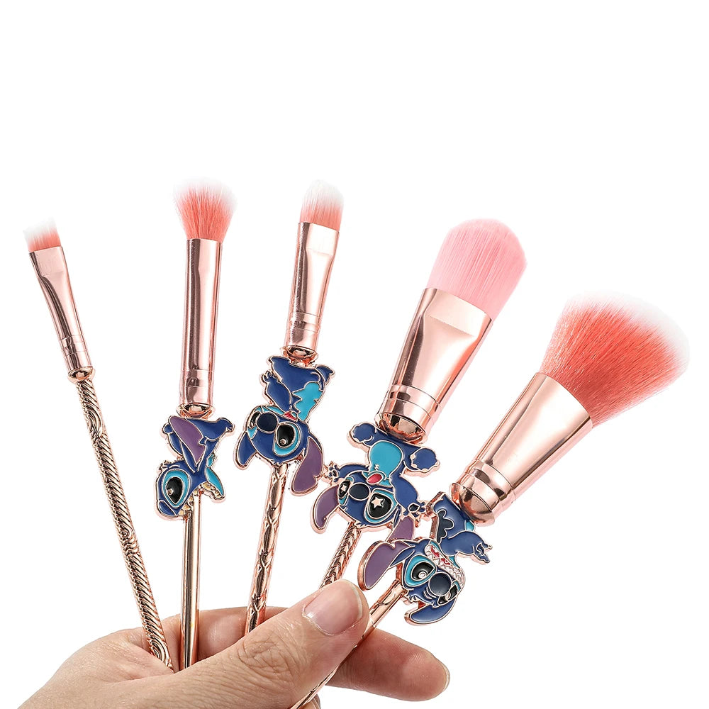 5pcs/set Lilo & Stitch Makeup Brushes Kawaii Stitch Model Cosmetics Brush for Women Eyeshadow Concealer Lip Eye Brush