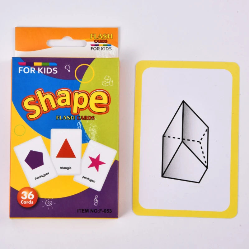 36Pcs Kids Cognition Card Shape Animal Color Teaching Baby English Learning Word Card Education Toys Montessori Material Gift