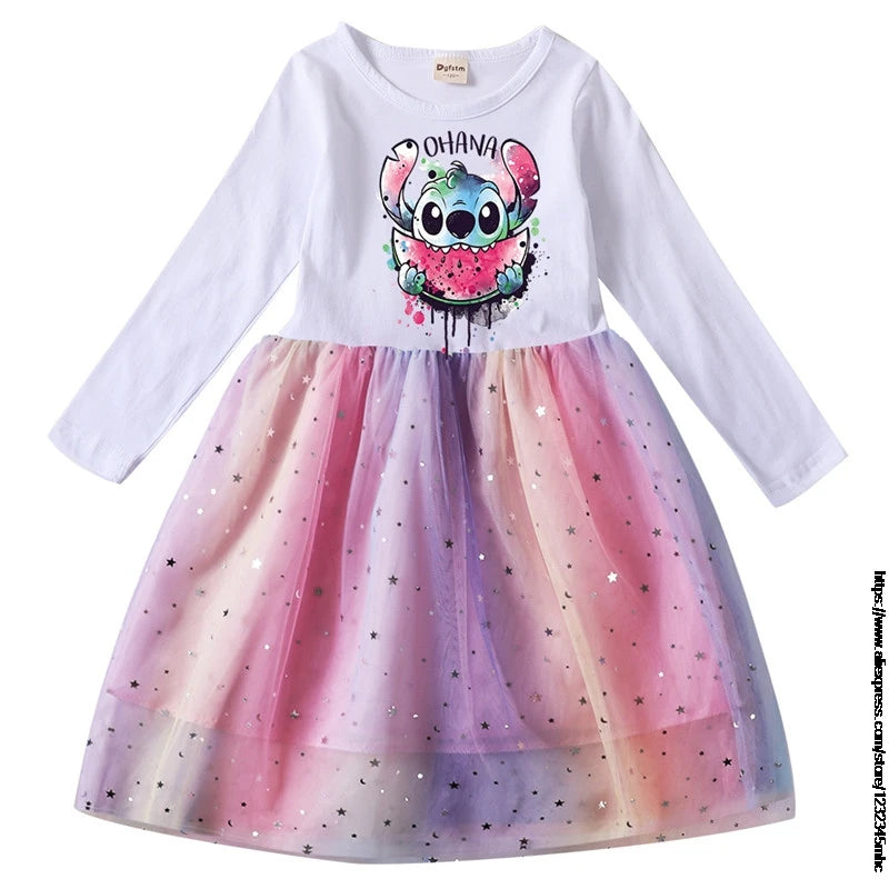 Spring Summer New Children Day Girl Dress Cosplay Costume For Lilo And Stitch Girl Lace Party Birthday Pincess Children Clothing