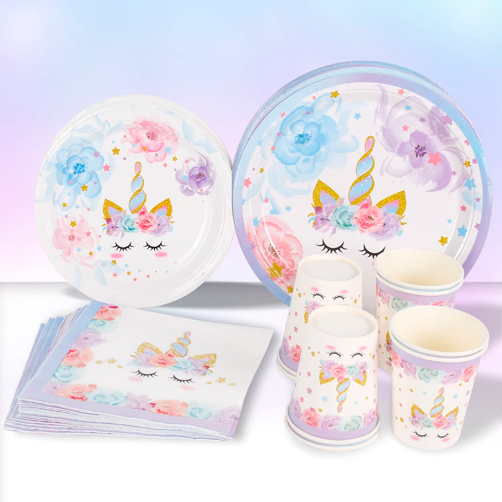 Rainbow Unicorn Disposable Tableware Background Unicorn Birthday Party Decorations Kids Baby Shower Girl Birthday Party Supplies