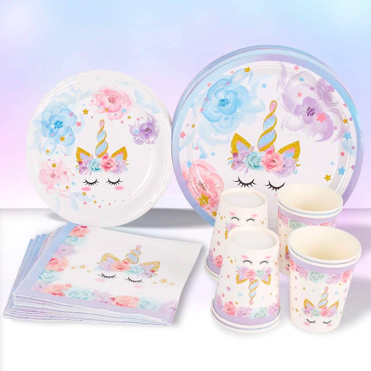 Rainbow Unicorn Disposable Tableware Background Unicorn Birthday Party Decorations Kids Baby Shower Girl Birthday Party Supplies