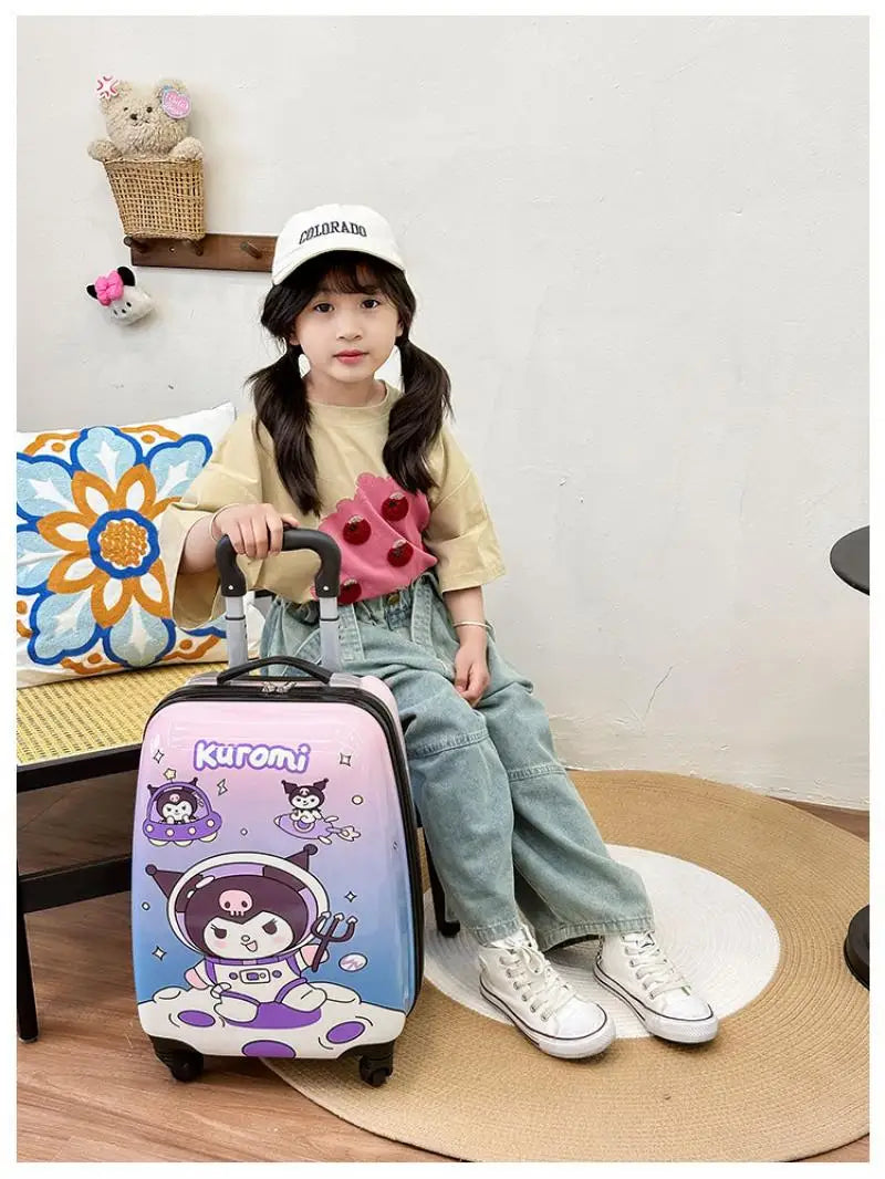 New 18-Inch Suitcase Kawaii Kuromi Kids Trolley Case Student Cartoon Luggage Girls Travel Portable Boarding Case Kids Toys Gift