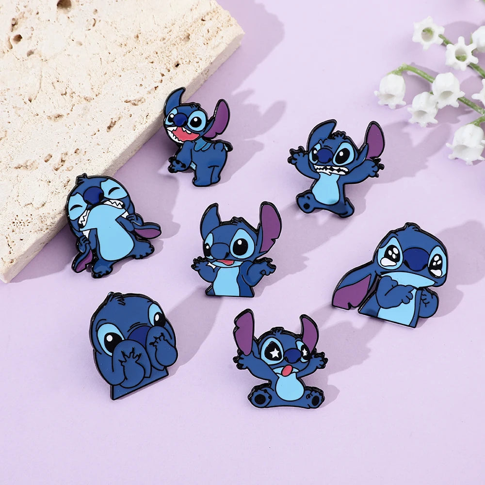 7 Pcs Creative Lilo&Stitch Brooch Personalized Stitch Enamel Pin Backpack Clothing Jewelry Metal Badge Accessories Gift
