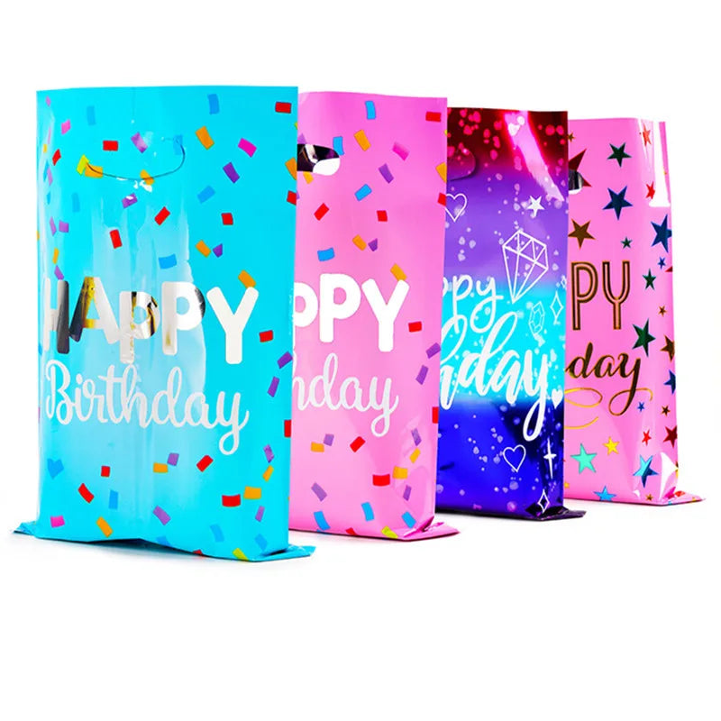 20pcs Printed Gift Bags Polka Dots Plastic Candy Bag Child Party Loot Bags Boy Girl Kids Birthday Party Favors Supplies Decor