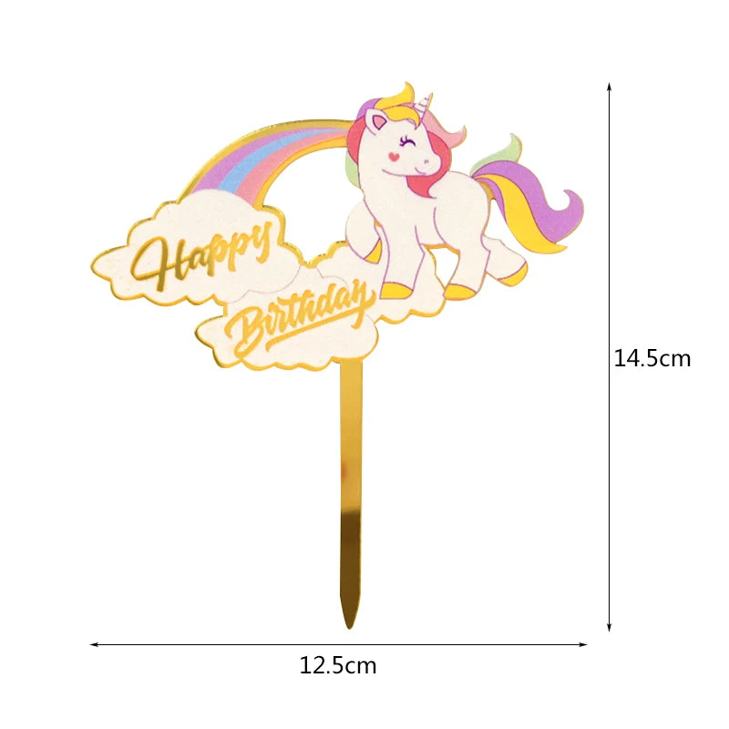 Acrylic Cake Topper Happy Birthday Cake Decorations For Baby Shower Mermaid Unicorn Party supplies Wedding Dessert