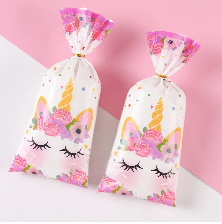 25/50/100pcs Unicorn Candy Bags Gift Packing Bags Birthday Party Decor Gift Bag for Guest Girl Birthday Supplies Baby Shower
