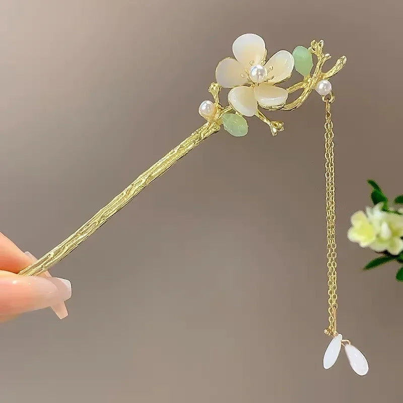 Chinese Style Tassel Hair Clip For Women Hair Stick Pins Flower Handmade Hairpins Charm Jewelry Accessories Hair Ornaments 머리핀