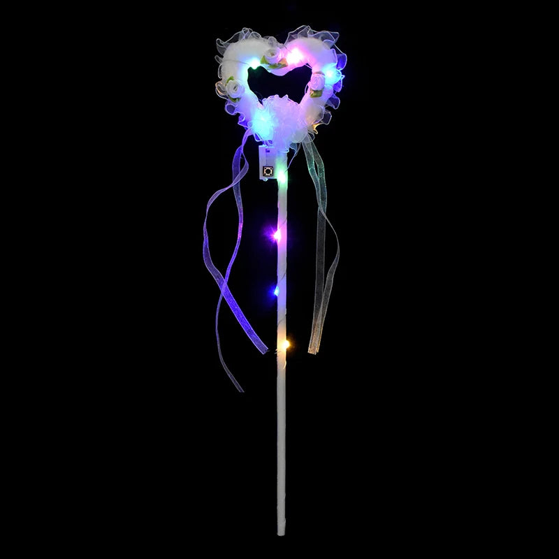 LED Colour Angel Feather Wings Girls Unicorn Halo Headband Fairy Stick Luminous Prop Cosplay Party Costume Glowing Accessories