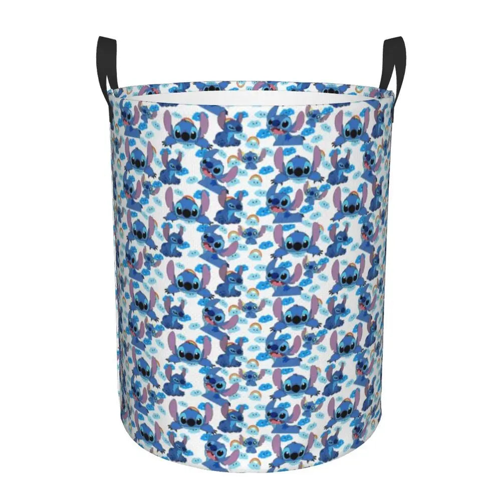 Customized SLilo And Stitch Cartoon Laundry Hamper Large Storage Basket Anime Kids Nursery Toy Organizer