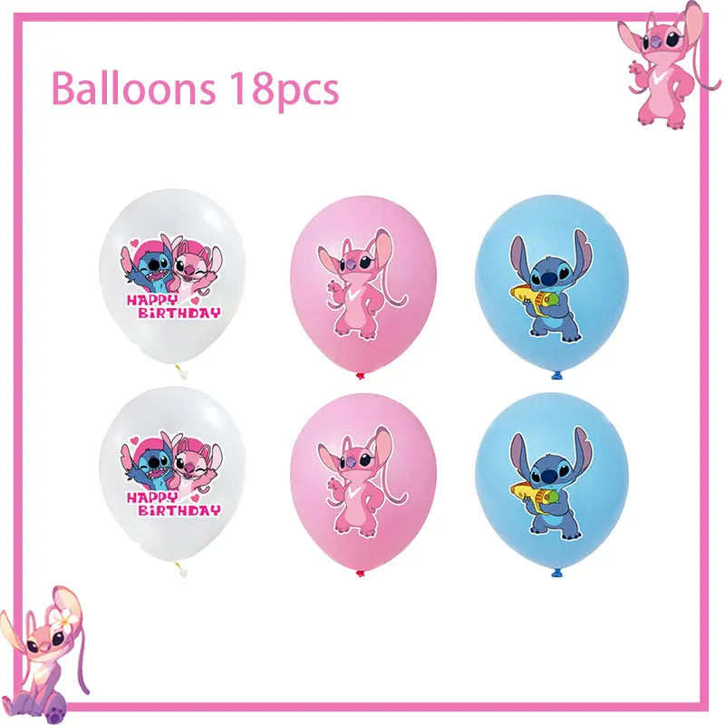 Pink Lilo Stitch Birthday Party Decoration Stitch And Angel Birthday Party Decorations Tableware Plates Balloons Girls Toy Gifts