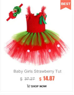 Red Green Strawberry Dresses for Girls Princess Tutu Dress with Flowers Headband Toddler Kids Girl Costume for Birthday Party