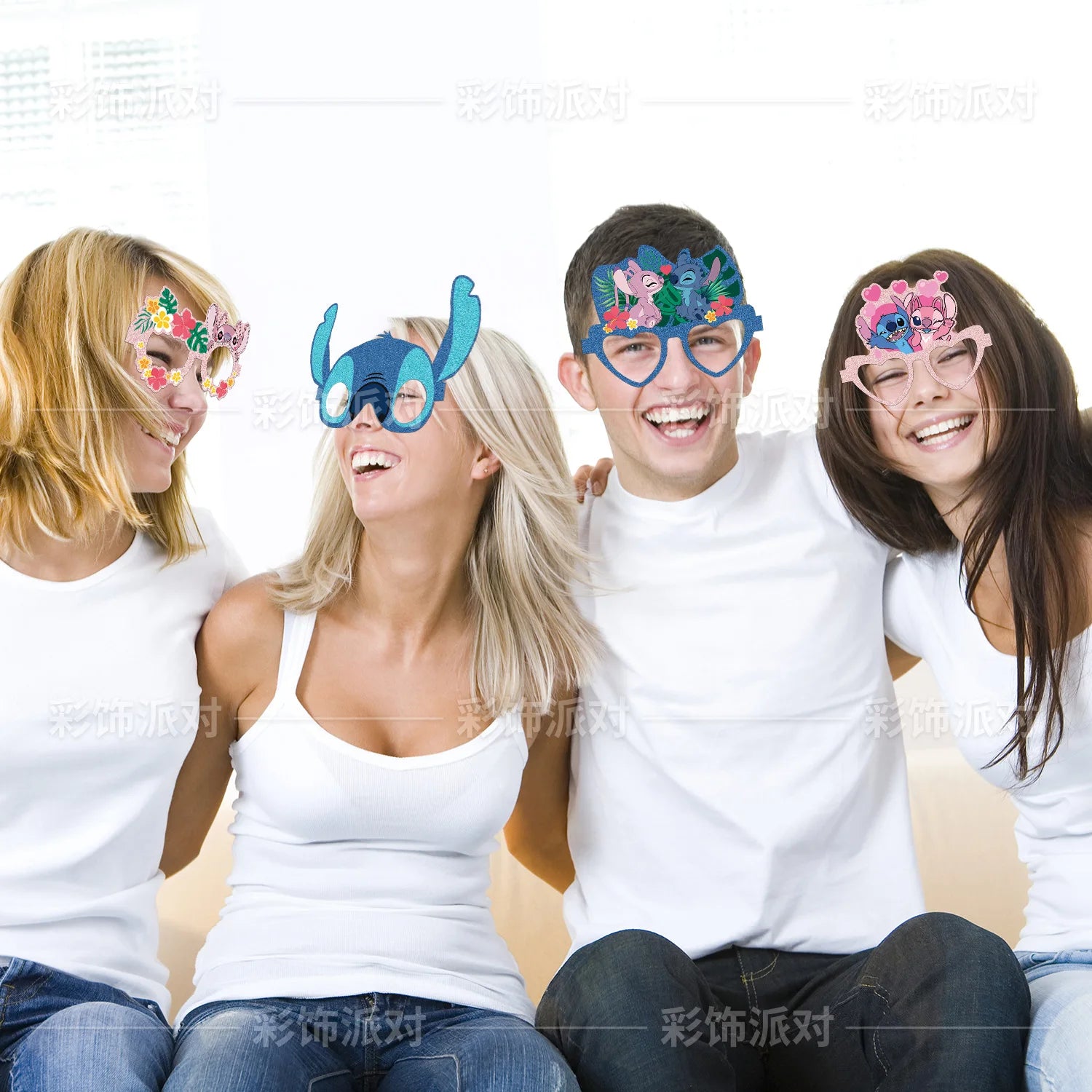 6/12 Sets Lilo & Stitch Anime Themed Birthday Party Paper Glasses Mask Photo Props Dress Up Children's Party Decoration Supplies
