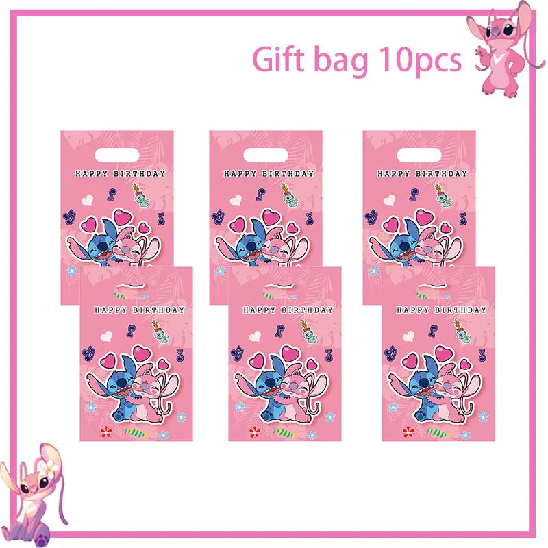 Pink Lilo Stitch Birthday Party Decoration Stitch And Angel Birthday Party Decorations Tableware Plates Balloons Girls Toy Gifts