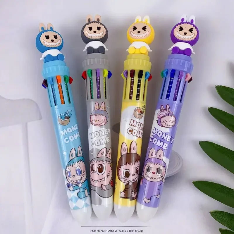 Labubu Ballpoint Pen 6/36pcs Cartoon 10 Color 0.5mm School Student Stationery Draw Wrirte Mark Pen Student School Office Gift