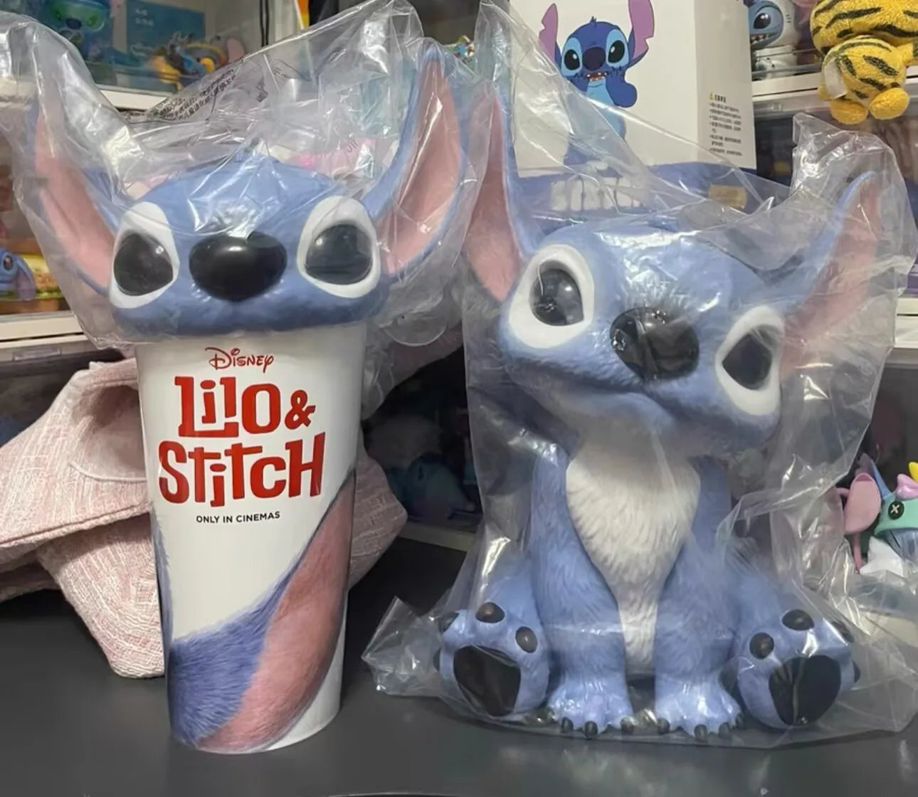 "Authentic In-Stock Stitch (Lilo & Stitch) Merchandise - Collectible Cup Series: Novelty Straw Cup & Popcorn Bucket"