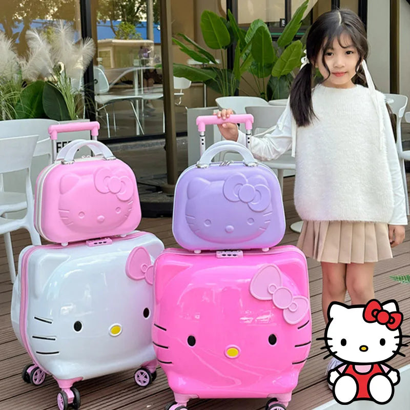 Hello Kittys Trolley Case Girls Sanrioed Universal Wheel Trolley Portable Suitcase Cartoon Travel Boarding Case Kids Toys Gift