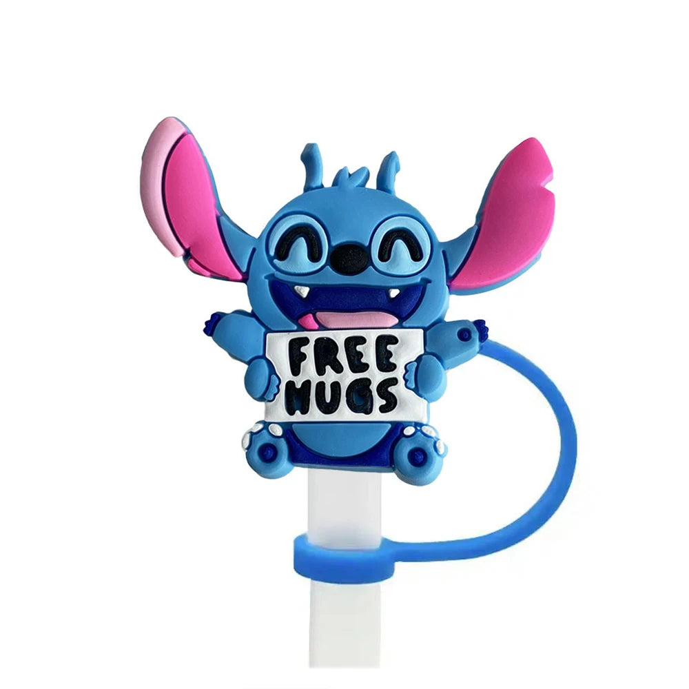Cute Stitch Cartoon Silicone Straw Covers For Water Glass Bottle Drinking Dust Cap Straw Tips Cover Cup Accessories For 10mm