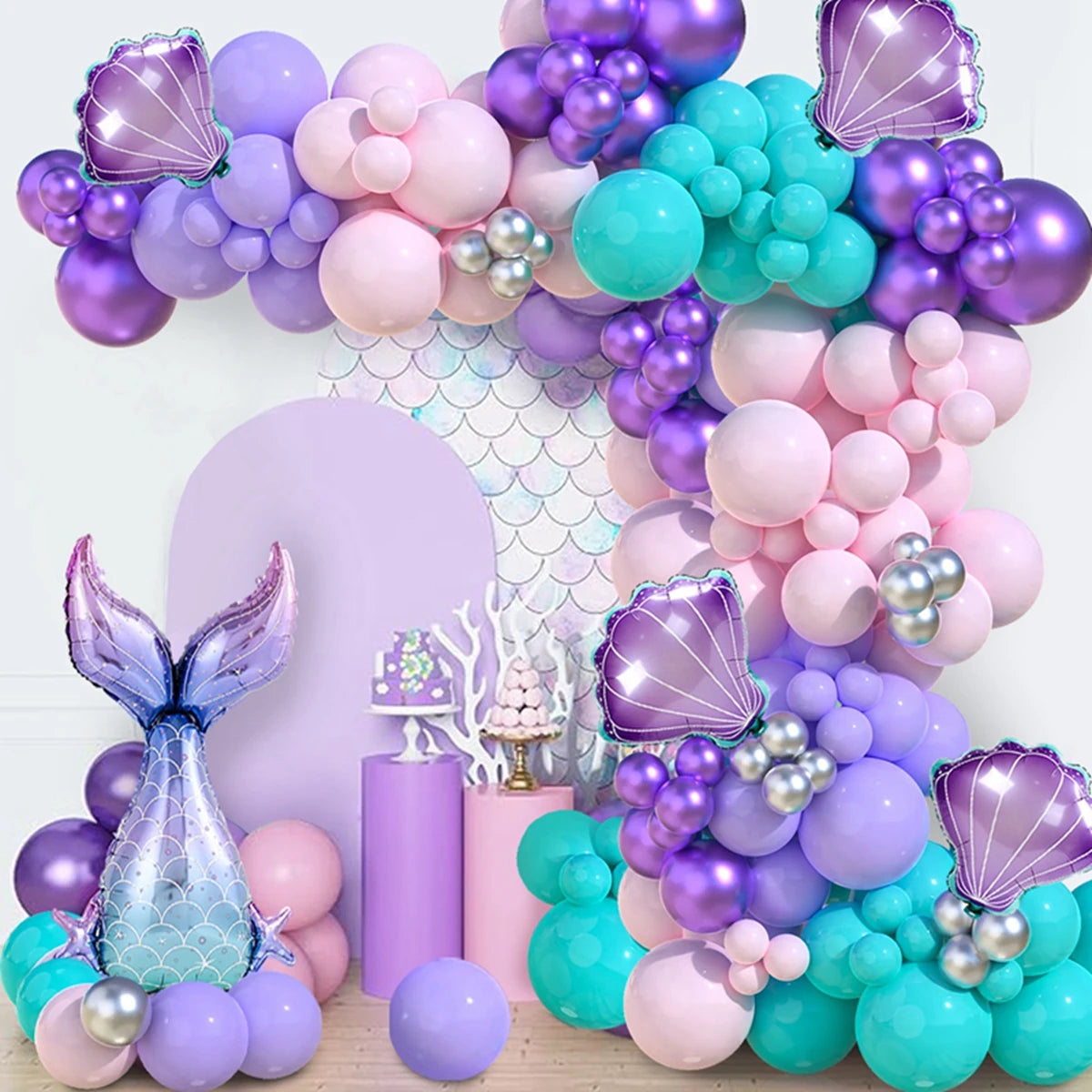 Little Mermaid Party Decoration Mermaid Disposable Tableware Happy 1st Birthday Party Decorations Kids Baby Shower Girl Supplies