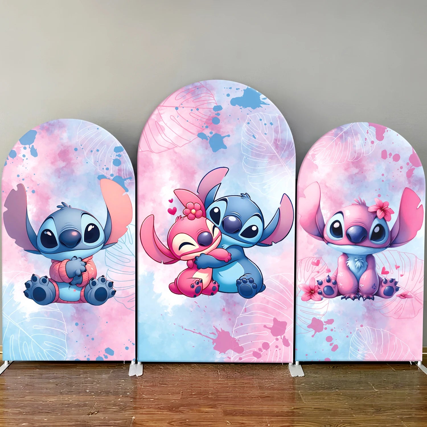 Watercolor Lilo & Stitch Theme Arch Backdrop Cover for Kids Birthday Party Baby Shower Decoration Custom Photography Backdrop