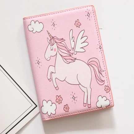 Cute Unicorn Girls Travel Abroad Passport Protection Set Waterproof  Passport Holder Card Wallet