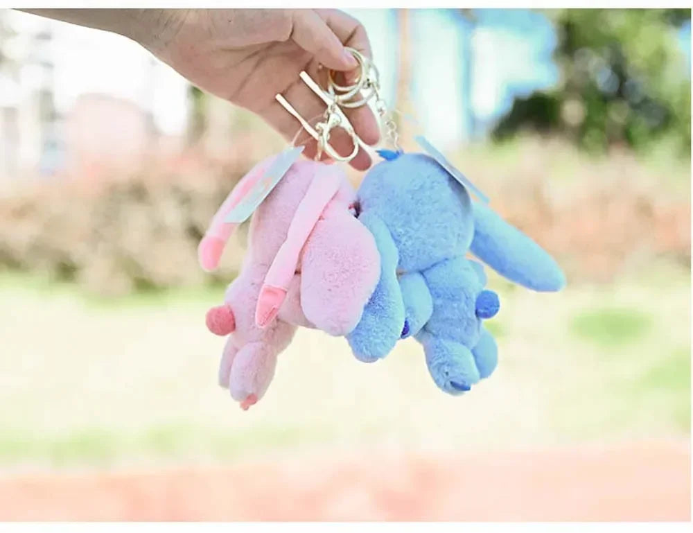 Kawaii Stitch Plush Keychain Toy Lovely Lilo & Stitch Doll Angel Plushies Cute Stuffed Bag Pendant Girls Birthday Gift